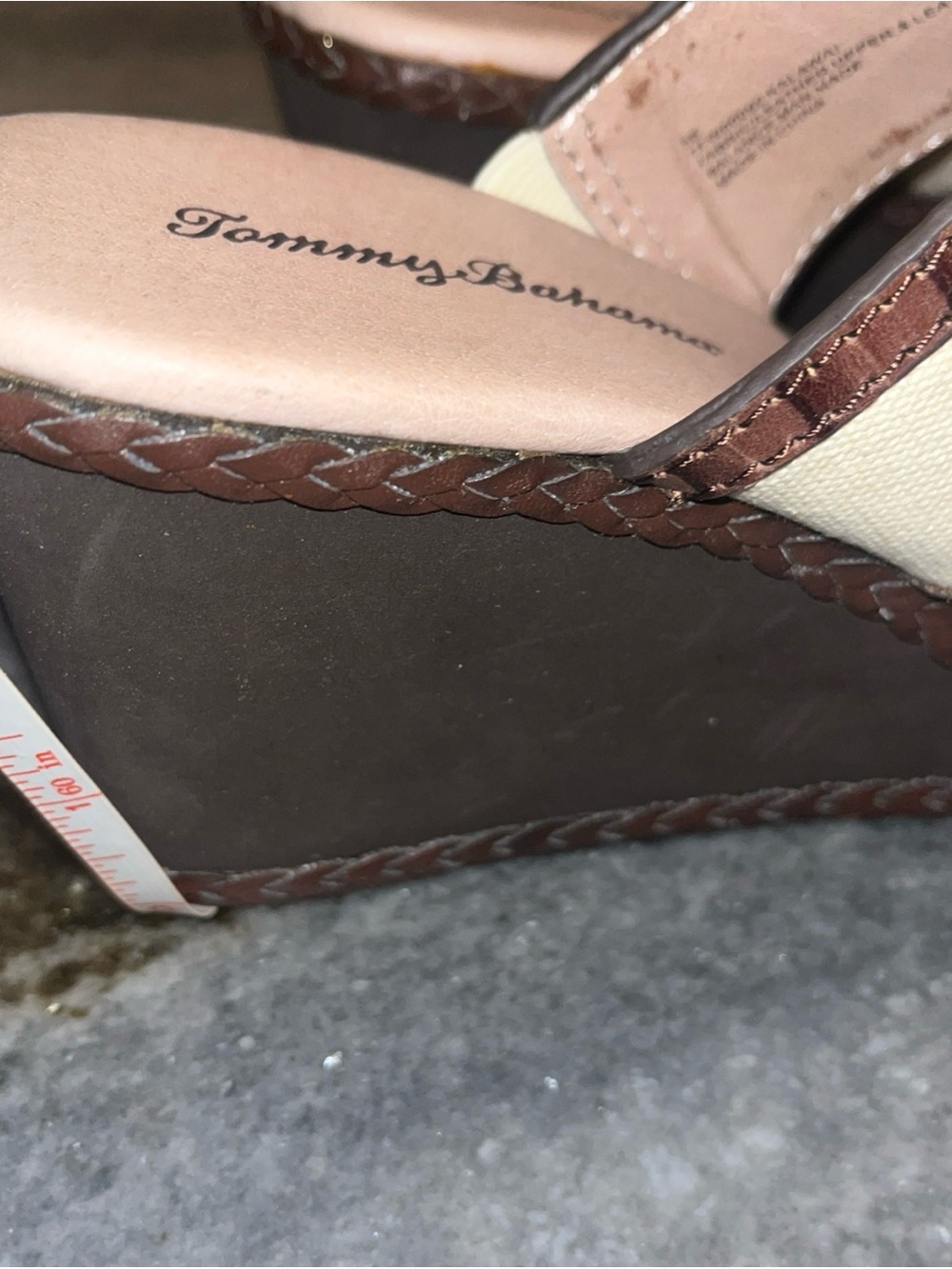 Tommy Bahama Cream and Brown Wedge Sandals - Picture 7 of 8